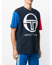 dunkelblaues bedrucktes T-Shirt mit einem Rundhalsausschnitt von Sergio Tacchini