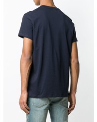 dunkelblaues bedrucktes T-Shirt mit einem Rundhalsausschnitt von Balmain