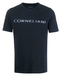 dunkelblaues bedrucktes T-Shirt mit einem Rundhalsausschnitt von Corneliani