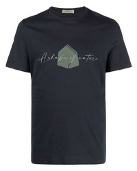 dunkelblaues bedrucktes T-Shirt mit einem Rundhalsausschnitt von Corneliani