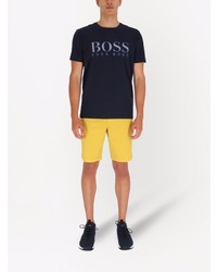 dunkelblaues bedrucktes T-Shirt mit einem Rundhalsausschnitt von BOSS HUGO BOSS