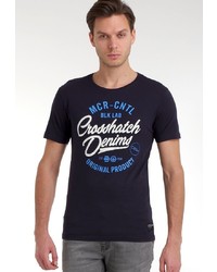 dunkelblaues bedrucktes T-Shirt mit einem Rundhalsausschnitt von Crosshatch