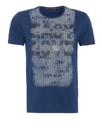 dunkelblaues bedrucktes T-Shirt mit einem Rundhalsausschnitt von DANIEL DAAF