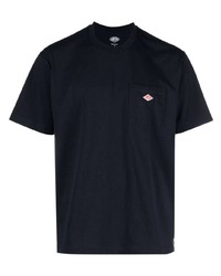 dunkelblaues bedrucktes T-Shirt mit einem Rundhalsausschnitt von Danton