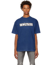 dunkelblaues bedrucktes T-Shirt mit einem Rundhalsausschnitt von DEVÁ STATES