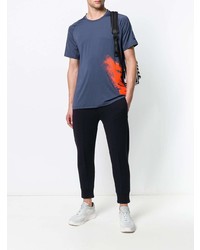 dunkelblaues bedrucktes T-Shirt mit einem Rundhalsausschnitt von Nike