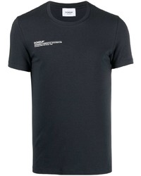 dunkelblaues bedrucktes T-Shirt mit einem Rundhalsausschnitt von Dondup
