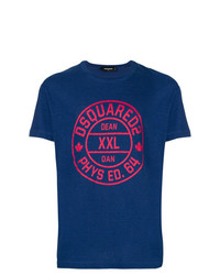 dunkelblaues bedrucktes T-Shirt mit einem Rundhalsausschnitt von DSQUARED2