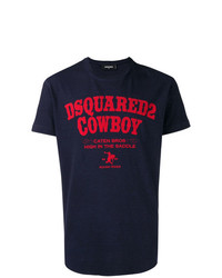 dunkelblaues bedrucktes T-Shirt mit einem Rundhalsausschnitt von DSQUARED2