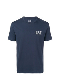 dunkelblaues bedrucktes T-Shirt mit einem Rundhalsausschnitt von Ea7 Emporio Armani