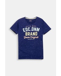 dunkelblaues bedrucktes T-Shirt mit einem Rundhalsausschnitt von edc by Esprit