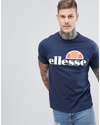 dunkelblaues bedrucktes T-Shirt mit einem Rundhalsausschnitt von Ellesse