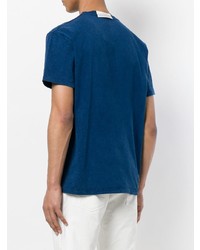 dunkelblaues bedrucktes T-Shirt mit einem Rundhalsausschnitt von Closed