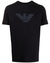 dunkelblaues bedrucktes T-Shirt mit einem Rundhalsausschnitt von Emporio Armani