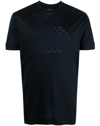 dunkelblaues bedrucktes T-Shirt mit einem Rundhalsausschnitt von Emporio Armani