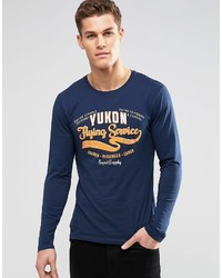 dunkelblaues bedrucktes T-Shirt mit einem Rundhalsausschnitt von Esprit