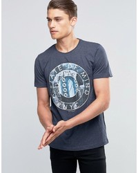 dunkelblaues bedrucktes T-Shirt mit einem Rundhalsausschnitt von Esprit