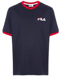 dunkelblaues bedrucktes T-Shirt mit einem Rundhalsausschnitt von Fila