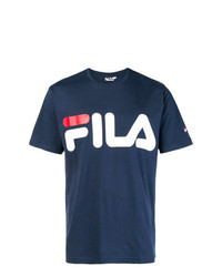 dunkelblaues bedrucktes T-Shirt mit einem Rundhalsausschnitt von Fila