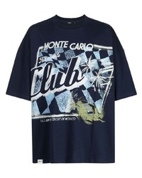 dunkelblaues bedrucktes T-Shirt mit einem Rundhalsausschnitt von FIVE CM