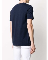 dunkelblaues bedrucktes T-Shirt mit einem Rundhalsausschnitt von Benetton