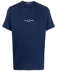 dunkelblaues bedrucktes T-Shirt mit einem Rundhalsausschnitt von Fred Perry