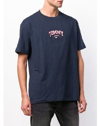 dunkelblaues bedrucktes T-Shirt mit einem Rundhalsausschnitt von Tommy Hilfiger