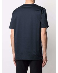 dunkelblaues bedrucktes T-Shirt mit einem Rundhalsausschnitt von Salvatore Ferragamo