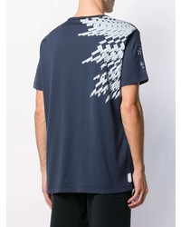 dunkelblaues bedrucktes T-Shirt mit einem Rundhalsausschnitt von Stone Island Shadow Project