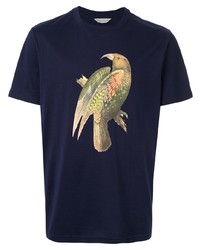 dunkelblaues bedrucktes T-Shirt mit einem Rundhalsausschnitt von Gieves & Hawkes