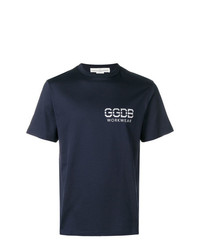 dunkelblaues bedrucktes T-Shirt mit einem Rundhalsausschnitt von Golden Goose Deluxe Brand