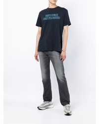 dunkelblaues bedrucktes T-Shirt mit einem Rundhalsausschnitt von Armani Exchange