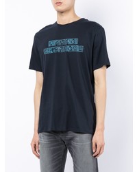 dunkelblaues bedrucktes T-Shirt mit einem Rundhalsausschnitt von Armani Exchange