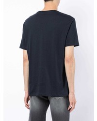 dunkelblaues bedrucktes T-Shirt mit einem Rundhalsausschnitt von Armani Exchange