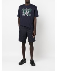 dunkelblaues bedrucktes T-Shirt mit einem Rundhalsausschnitt von Giorgio Armani