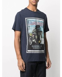 dunkelblaues bedrucktes T-Shirt mit einem Rundhalsausschnitt von Barbour