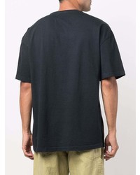 dunkelblaues bedrucktes T-Shirt mit einem Rundhalsausschnitt von Rhude