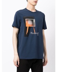 dunkelblaues bedrucktes T-Shirt mit einem Rundhalsausschnitt von Armani Exchange