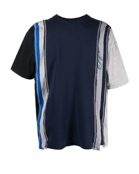 dunkelblaues bedrucktes T-Shirt mit einem Rundhalsausschnitt von Needles