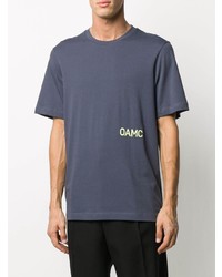 dunkelblaues bedrucktes T-Shirt mit einem Rundhalsausschnitt von Oamc