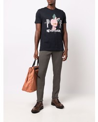 dunkelblaues bedrucktes T-Shirt mit einem Rundhalsausschnitt von Paul Smith