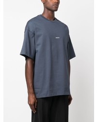 dunkelblaues bedrucktes T-Shirt mit einem Rundhalsausschnitt von Oamc