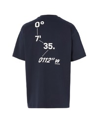 dunkelblaues bedrucktes T-Shirt mit einem Rundhalsausschnitt von Burberry