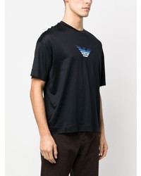 dunkelblaues bedrucktes T-Shirt mit einem Rundhalsausschnitt von Emporio Armani