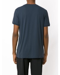 dunkelblaues bedrucktes T-Shirt mit einem Rundhalsausschnitt von Track & Field