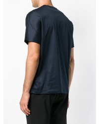 dunkelblaues bedrucktes T-Shirt mit einem Rundhalsausschnitt von Emporio Armani