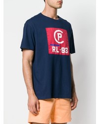 dunkelblaues bedrucktes T-Shirt mit einem Rundhalsausschnitt von Polo Ralph Lauren