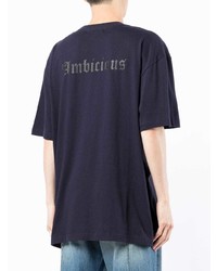 dunkelblaues bedrucktes T-Shirt mit einem Rundhalsausschnitt von Toga