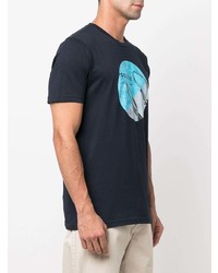 dunkelblaues bedrucktes T-Shirt mit einem Rundhalsausschnitt von BOSS