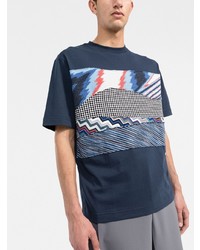 dunkelblaues bedrucktes T-Shirt mit einem Rundhalsausschnitt von Missoni